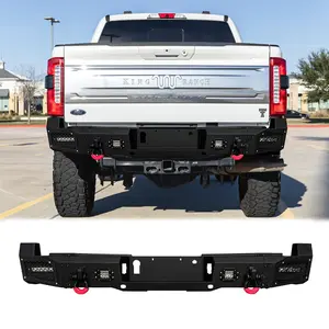 TIOYAR Steel Rear Bumper Black Texture for 2023-2025 Ford F-250 Super Duty F-350 Super Duty with LED Lights 2 x D-Rings Off-Road Performance