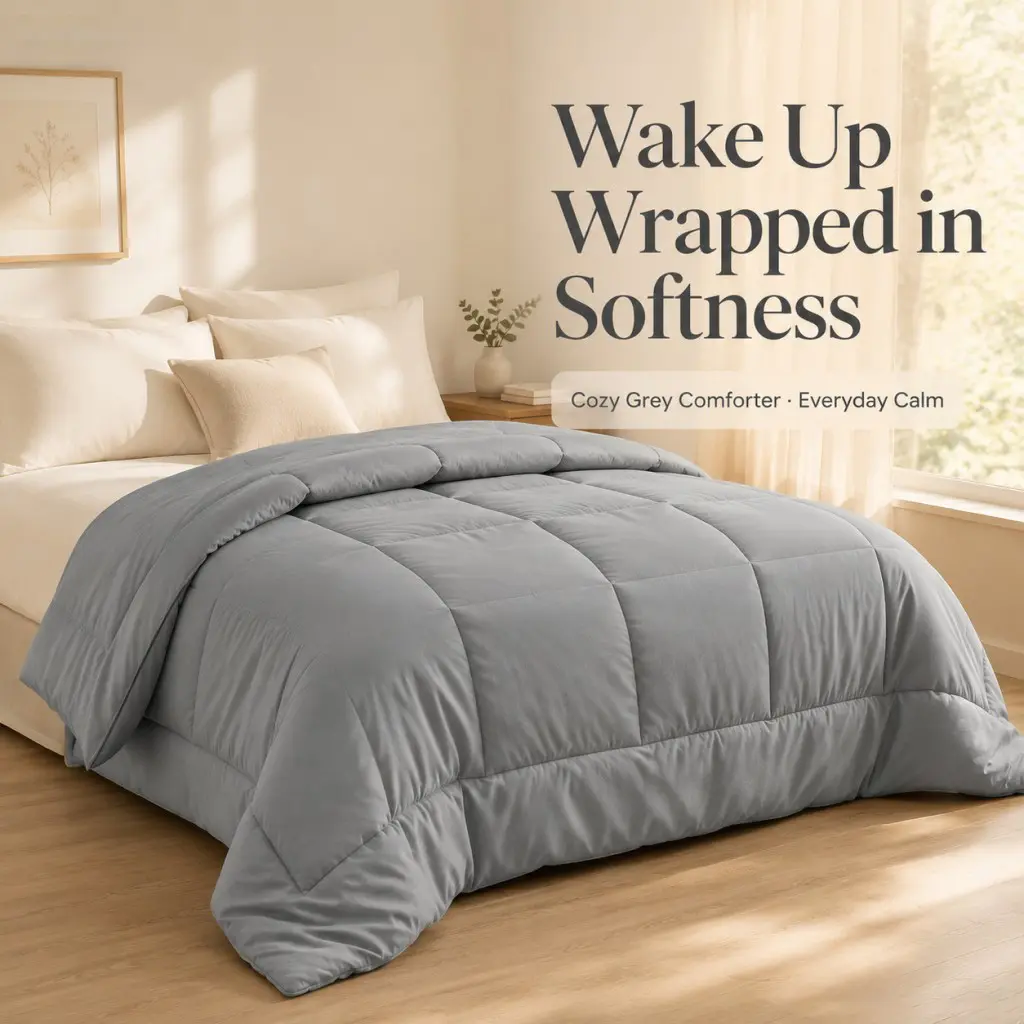 Must-Have Bedroom Upgrade! Box Stitched Anti-Clumping Comforter, Lightweight Breathable Duvet Blanket, All Season Use Multiple Sizes & Colors