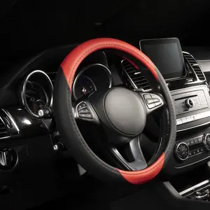 Lord AutoFashion Steering Wheel Cover – PU Leather, Non-Slip Rubber Inner, All-Season Comfort – Size M 14.5–15 Inch (7414)