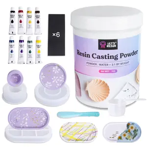 LET'S RESIN Resin Casting Powders Starter Kit, 1000g Fast Cured Odorless Casting Powder, 20~30 Minutes De-Mold, Water Activated Plaster Powder Casting Kit for DIY, Easy Mixing & Self Leveling