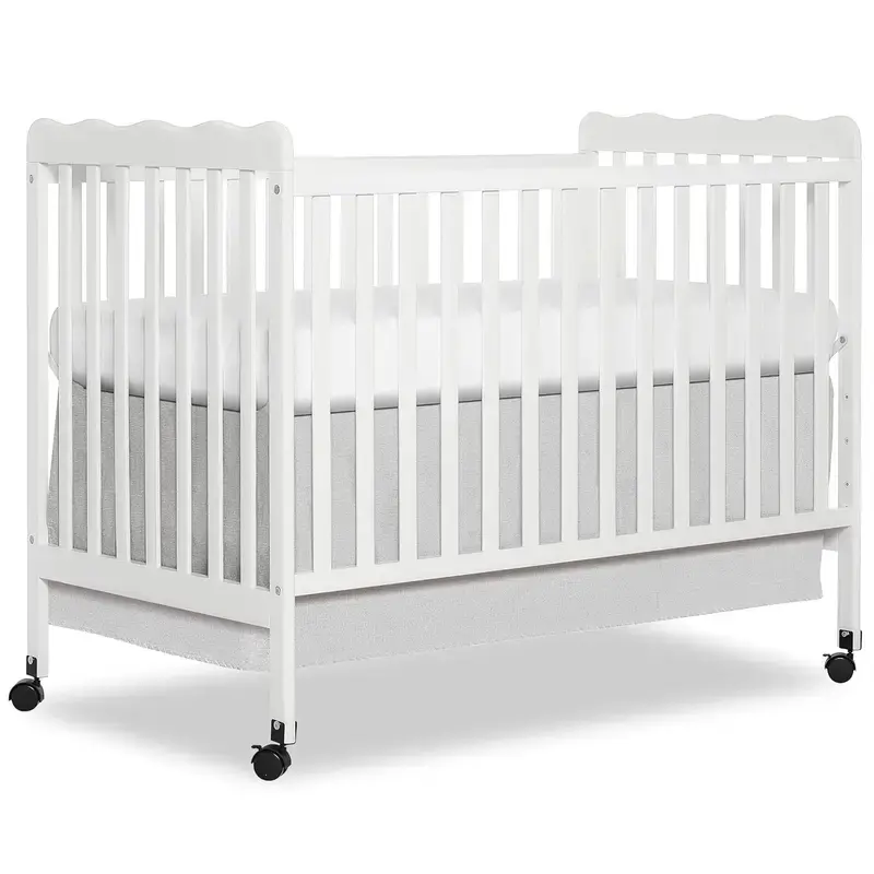 3-in-1 Convertible Baby Items Bed - White Full-Size Pinewood Space-Saver Frame, 4 Adjustable Height Mattress Settings, GREENGUARD Gold Certified, Sturdy Durable for Infants, Classic Finish for Any Nursery Decor