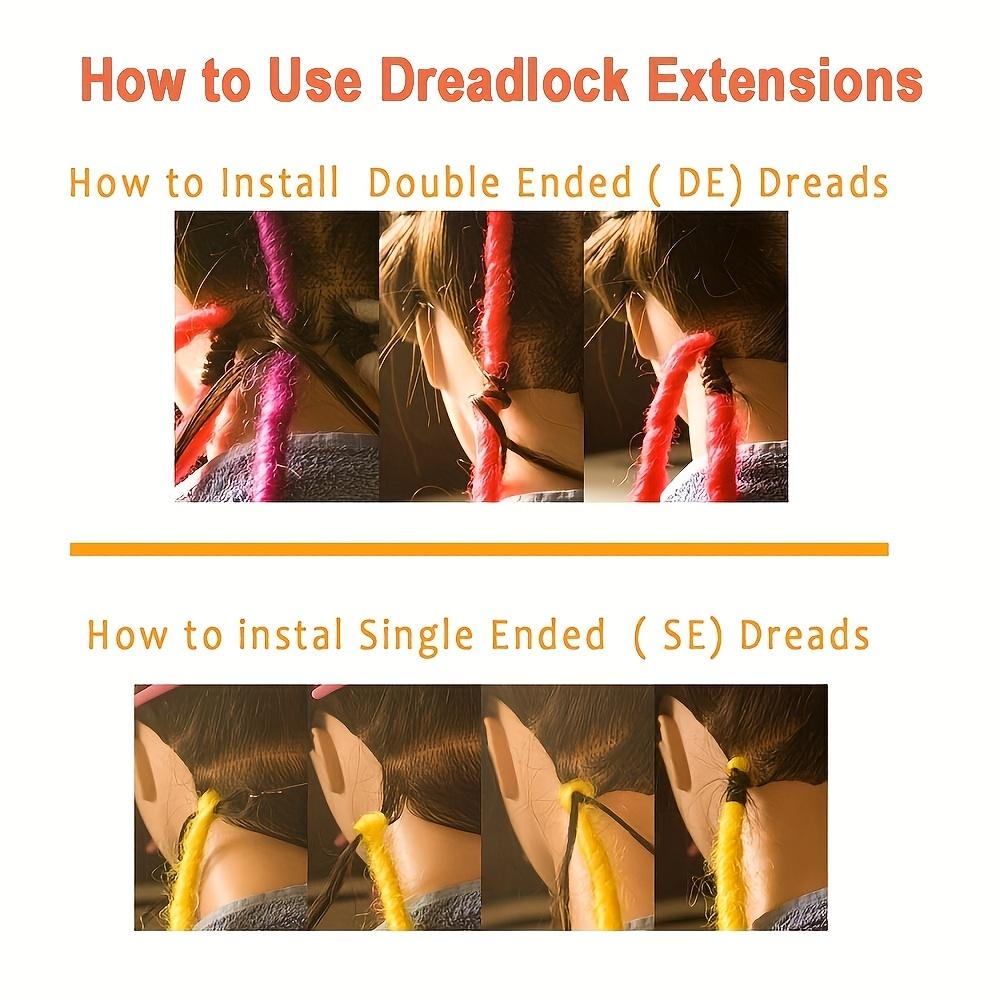15Pcs Mixed Double Ended Dreadlock Extensions 24 Inch, Handmade Boho Hippie Style Straight & Curly Dreads Hair Extensions for Women