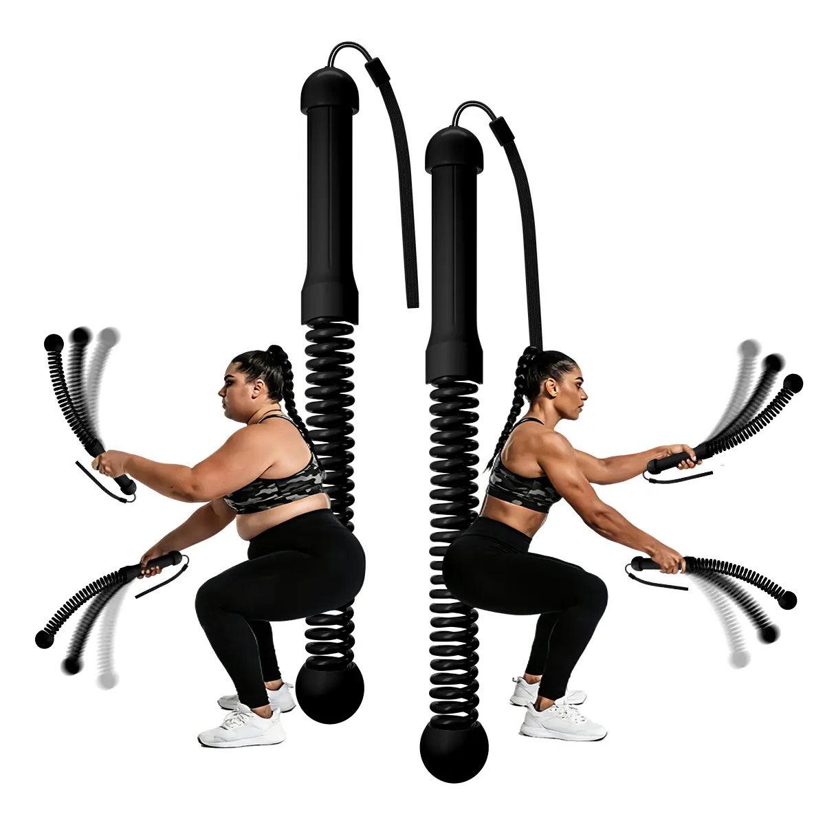 2PCS Rubber Weighted Cordless Battle Ropes - New Quiet Ropeless Training Exercise Equipment with Wrist Straps to Boost Control for Home Strength Training, HIIT