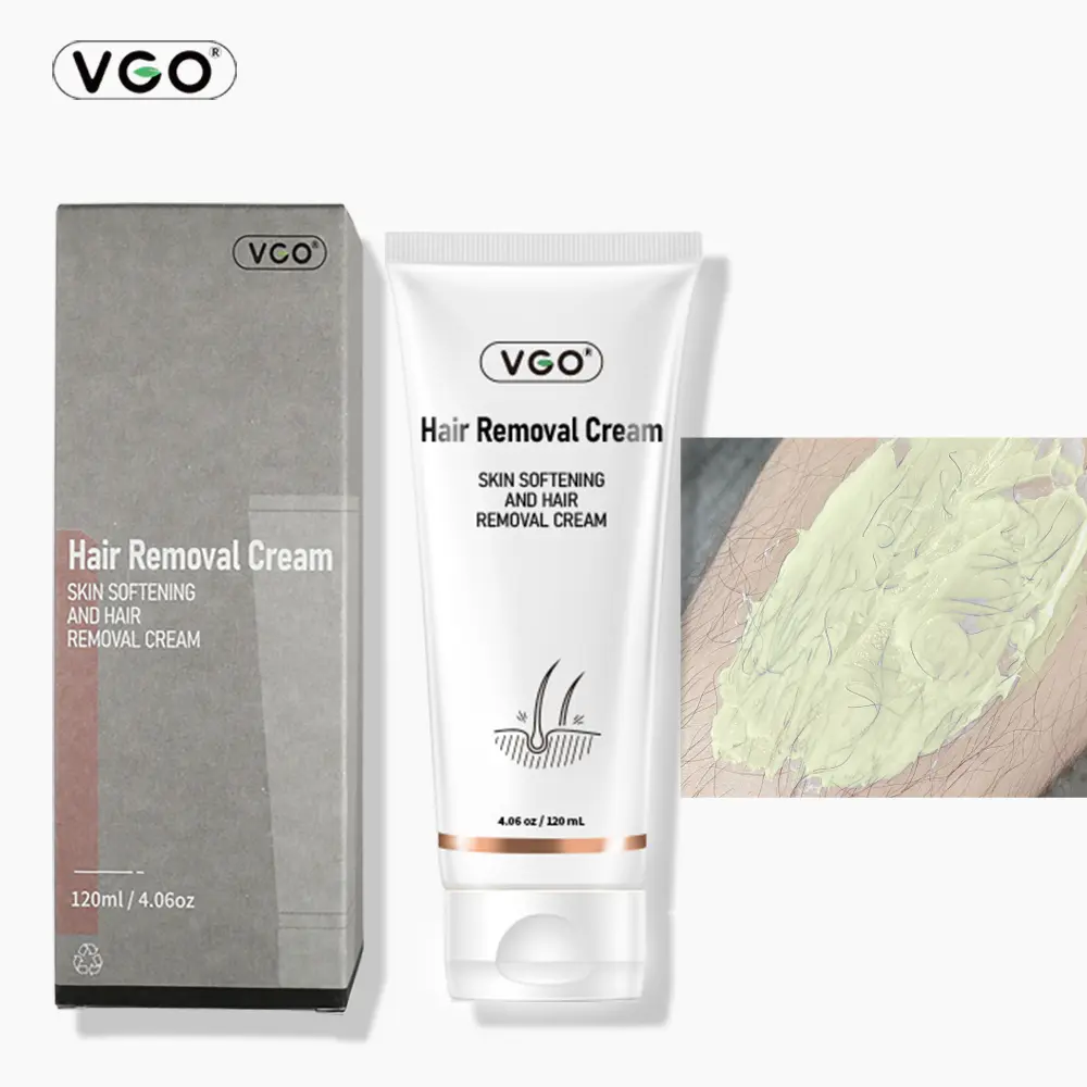 VGO Painless Hair Removal Cream - Body Care, Gentle Hair Depilatories for Women & Men, Sensitive & All Skin Types, Body & Legs Use, 4.06oz with Spatula, Pain Free Hair Removal