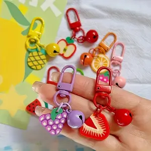 8 pieces of fruit keychain pendants polymer clay simulation cute accessories couple bag pendants girlfriends small gifts mountaineering buckles
