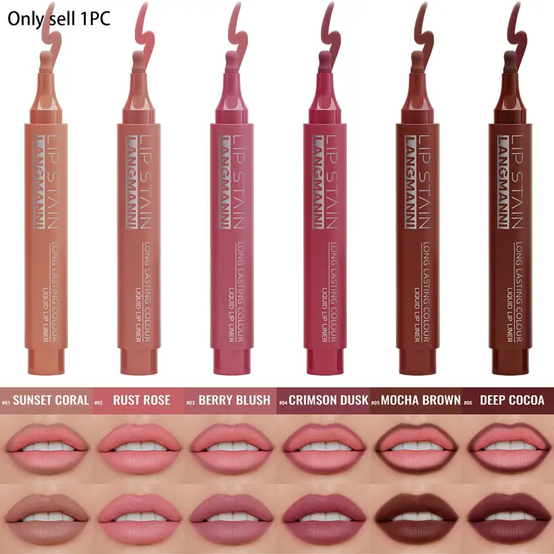 Long Lasting Liner & Stain Lip Makeup Pen, Waterproof Transfer-Proof, 24hour Wear, Easy Coloring, Non-Clumping Texture, Lipliner, Lip Liner Singles