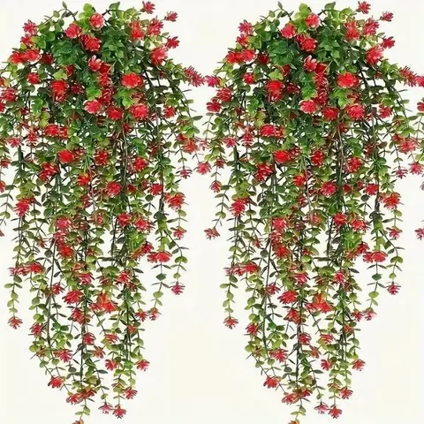 Lifelike Fake Eucalyptus Hanging Plant 1pcs - UV-Resistant Plastic Artificial Faux Greenery, Low-Care Retro Home Decor, Easy Installation, Indoor Outdoor Decorative Botanical Accent
