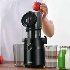 Fretta Cold Press Juicer Machine, 4.25" Large Feed Chute, Compact Juicer Machines for Fruits & Vegetables, Sleek Design Personal Size Tritan BPA-Free