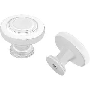 2 Pack Large /4 Inch Cabinet Knob, Metal Zinc Alloy Handle, White Drawer Handle, Bifold Closet/Wardrobe/Cabinet/Bathroom Cabinet Door Knobs, Durable