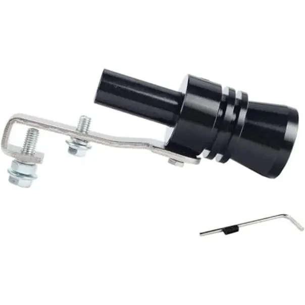 Universal 6061 T-6 Lightweight Aluminum Turbo Sound Exhaust Muffler Pipe Whistle Tip - CNC Machined Blow-Off Valve BOV Simulator, Sound Mimicry Car Exterior Accessory (XL-Black)