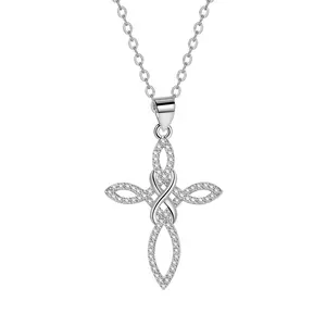 Celtic Infinity Cross Necklace: Elegant Zirconia Pendant with Cubic Zirconia Stainless Steel Christian Faith Jewelry for Women