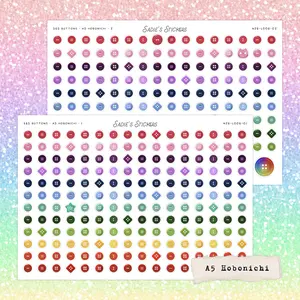 365 Buttons • A5 Hobonichi • 365 Days Check-Off Sticker Sheet