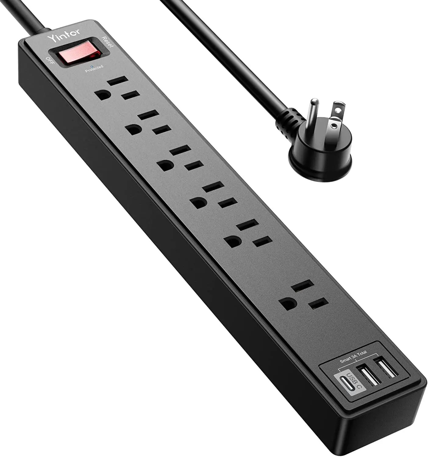 Velora™ 9-in-1 Surge Protector with 6 AC Outlets, 3 USB Ports & 6FT Extension Cord