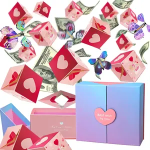 Surprise Dual-Open Bounce Box with Butterfly Jumping Box Envelope Gift Box, DIY Surprise Themed Gift Box for Christmas Halloween Birthday Valentine's Day