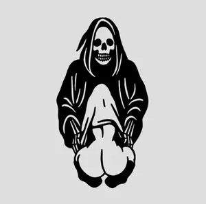 Grim Reaper Getting Head Vinyl Decal - Spooky Decal - Funny Car Decals - Funny Spooky Decal