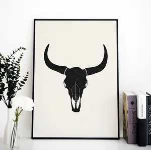 Cow Skull Print, Western Wall Art, Southwestern Decor, Cow Art, Cowboy Poster No Frame, Wall Decor, Skull Art