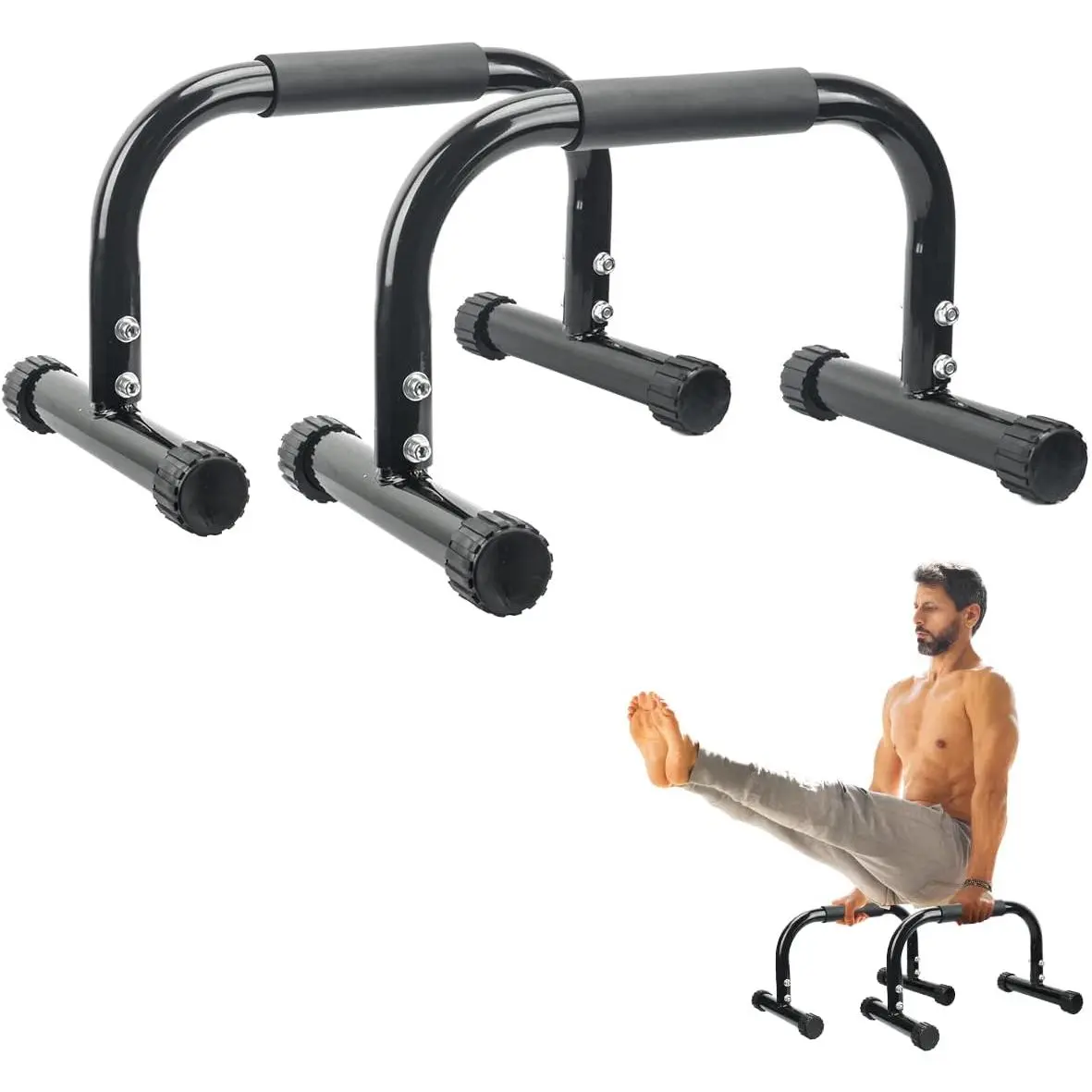 Calisthenics Aluminum Parallettes Bars - Unisex Compact Push Up Stands (16.6x10x10in) for Upper Body Workout, Handstands, Full Planche, Dips, Gymnastic Floor Training Equipment, 16.6" Long, Functional