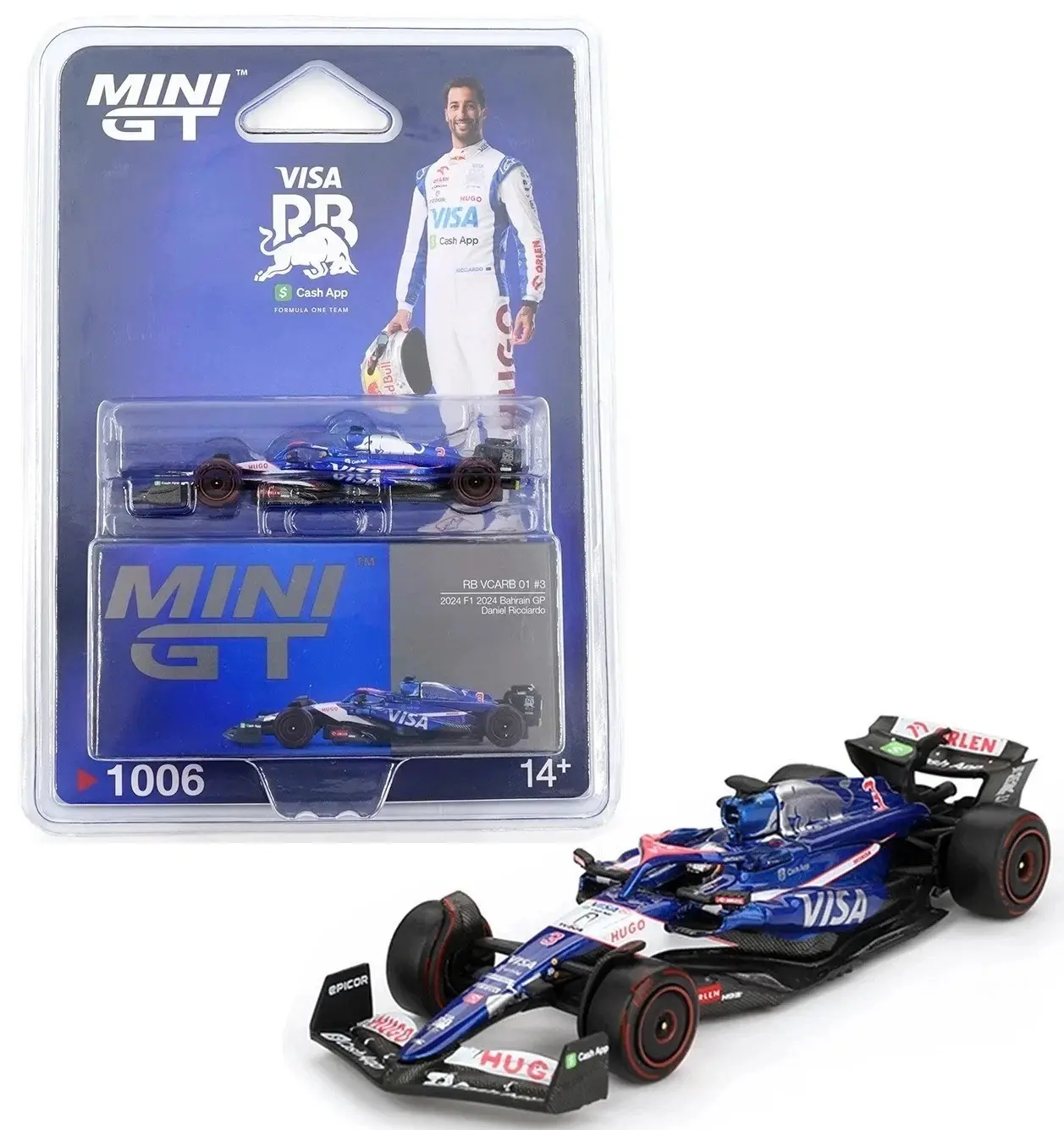 Mini GT 1:64 RB VCARB 01#3 Daniel Ricciardo 2024 F1 2024 Bahrain GP Diecast Model Car Limited Edition MGT01006