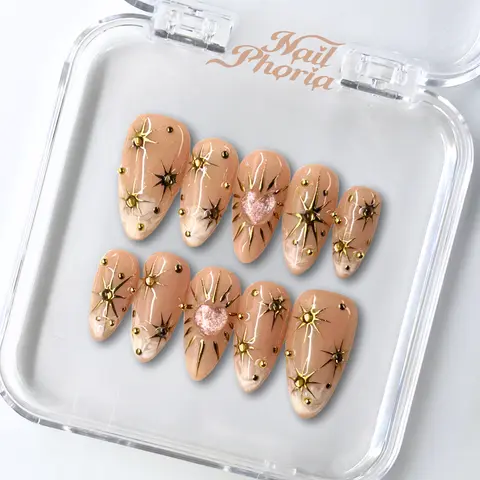 NailPhoria LUXE CANCER - Handmade Press-On Nails | Reusable, Salon-Quality, Long-Lasting, Glossy Design