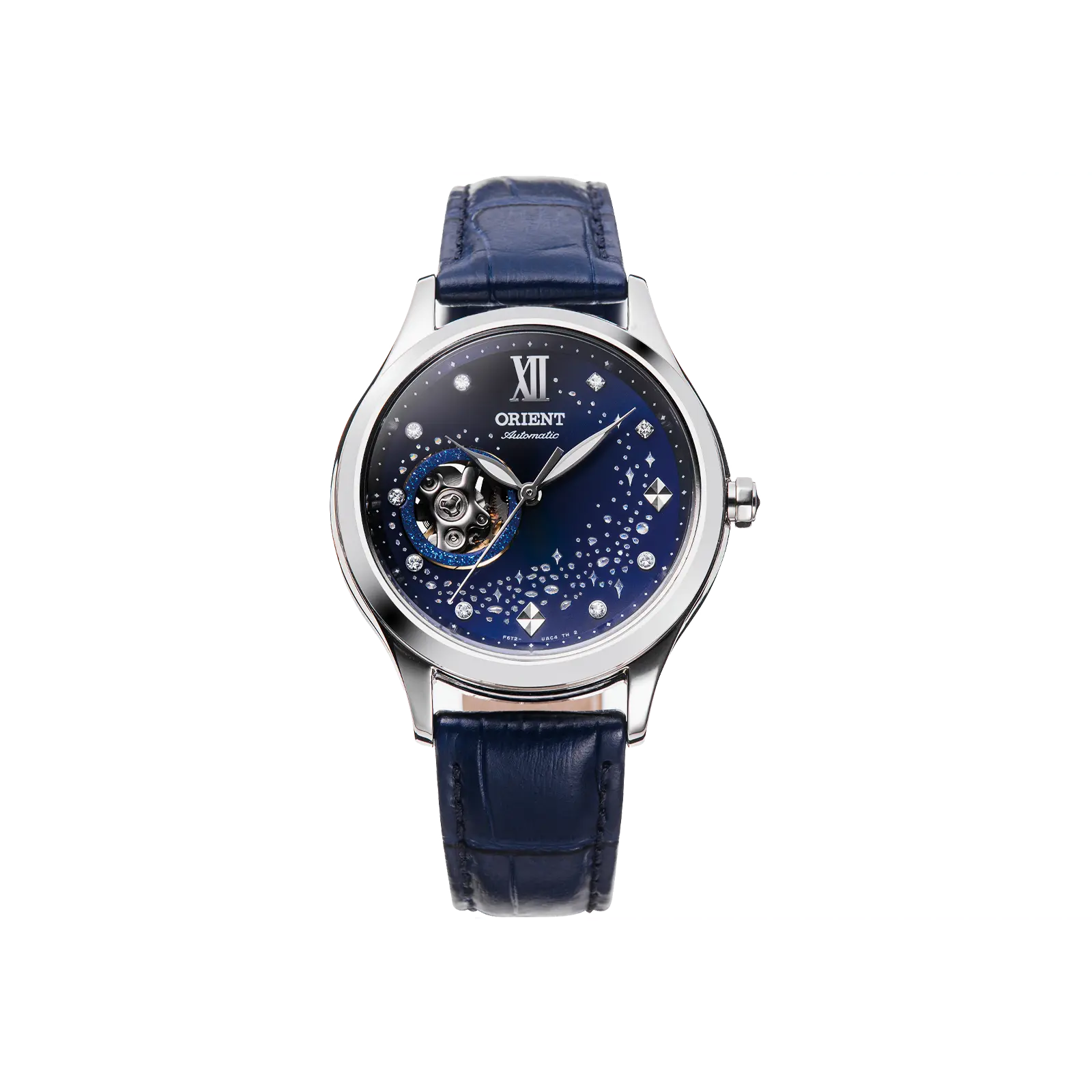 Orient Watch Women's 36mm Round Dress Watch with Azure Open Heart Dial, Crystal Markers, Automatic Mechanical Movement, Dress Watches, Analog Watch