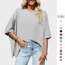 Tankaneo Womens Oversized Tshirts Batwing Short Sleeve Asymmetric Hem Tops Summer Casual Loose Fit Tunic Tee Shirts