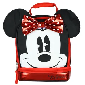 Minnie Mouse Lunch Box Minnie3D Metallic Design Dual Compartment Insulated Lunch Bag Tote 10"
