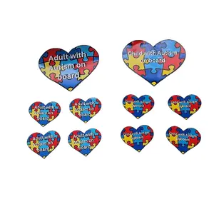 Autism On Board Car Magnet Set Decor Durable Weather Resistant 6x5 & 4x3 Inches Premium Materials Secure Adhesion Enhance Safety Awareness