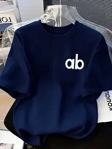 Women's Summer New Round Neck Short Sleeve Top Womenswear, Ab Pattern Design, Elegant Loose-Fitting Casual Wear Everyday, Perfect for Teenagers Returning to School