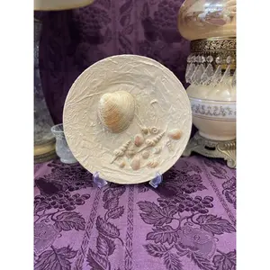 Hand Painted Textured Decorative Plate Sand And Seashells Beach Theme