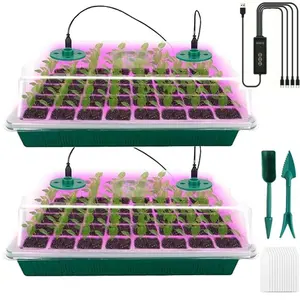 80‑Cell Seedling Tray Kit, 2 Counts Seed Starting Trays with Grow Light, Controller and Humidity Dome, Indoor Plant Germination Kit, Plant Growing Set