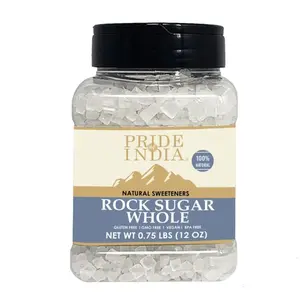Pride Of India - Natural Crystal Rock Sugar Whole - 12 oz (340 gm) Medium Dual Sifter Jar - Authentic Indian Sugar Crystals - Used to Sweeten Milk or Tea - Offers Best Value for Money