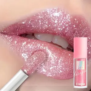 Pearlescent gel-like texture shiny lip gloss, light beige lustrous lip gloss non-drying lipstick, portable lipstick for daily dates and parties, long-lasting moisturizing pearlescent lip gloss, girlish birthday gift makeup
