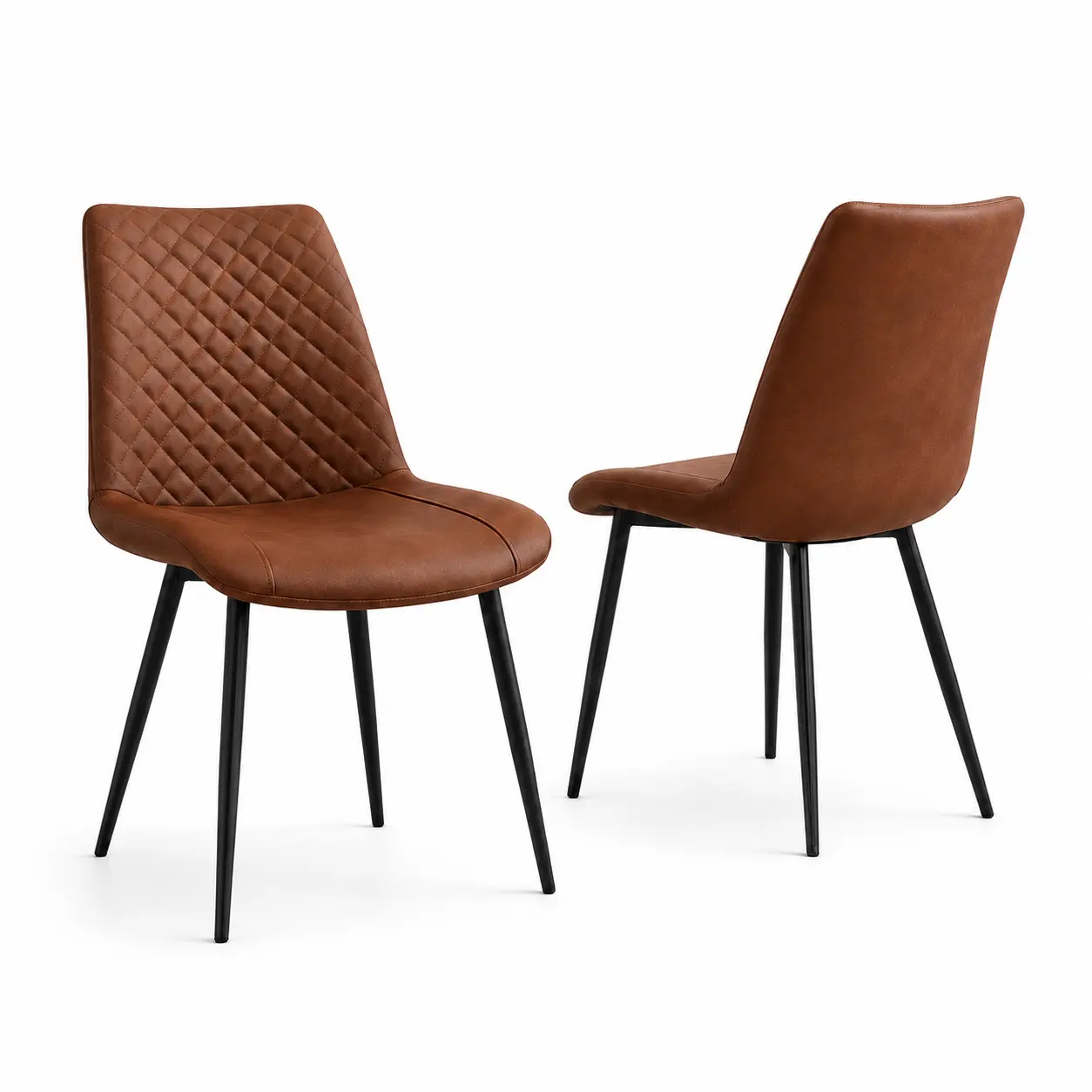 Faux Leather Kitchen Chairs with Sturdy Metal Legs and Ergonomic High Back, Modern Restaurant Cafe Seating for Home Hotel