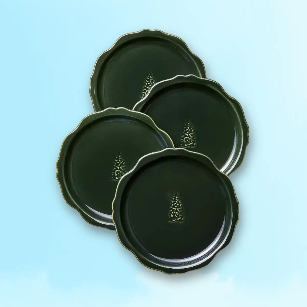 Set of 4 7" Stoneware Carved Ribbed Edge Appetizer Pte Tree Icon - Hearth & Hand ™   wh Magnolia.