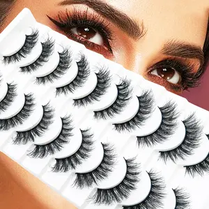 Professional Stage False Eyelashes, Volume Lashes, Handmade Dense Fluffy Hair, Synthetic, Natural Growth Look, Realistic, Strong Support, Non-Collapsing, 10 Pairs