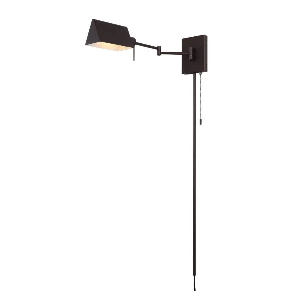 JONATHAN Y Arlo Farmhouse Industrial Single Swing Arm Iron LED Decorative Wall Lamp, Plug-In or Hardwired Wall Mounted Lights with Pull-Chain, Adjustable Lighting