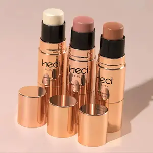 Long Lasting Matte Buildable Contour Facial Makeup Set, 3pcs/set Professional Dewy Finish Makeup Stick Including Bronzer Contour Stick, Highlighter Stick, Blush Stick, Comesitc Set for Women & Girls, Flawless Smooth Cosmetic, Compact Beauty Highlighters