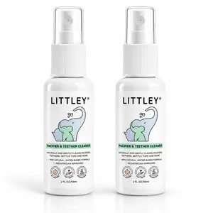 Littley pacifier & teether cleaner 2 pack | 2oz travel spray bottles -- alcohol-free baby cleaning spray