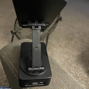 Wireless Audio Bluetooth Speaker 5in1 Phone Holder Emergency Rechargeable withColorful Ambient Light 300° Foldable for Tablet iPhone Android, Gifts for Men Women ，Black