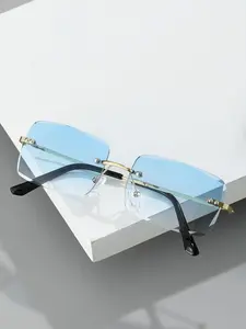 Simple Ombre Lens Square Sunglasses For Everyday Use, Modern Trendy Sunglasses, Trendy Casual Sunglasses, Summer Rimless Fashion Sunglasses, Travel Accessories