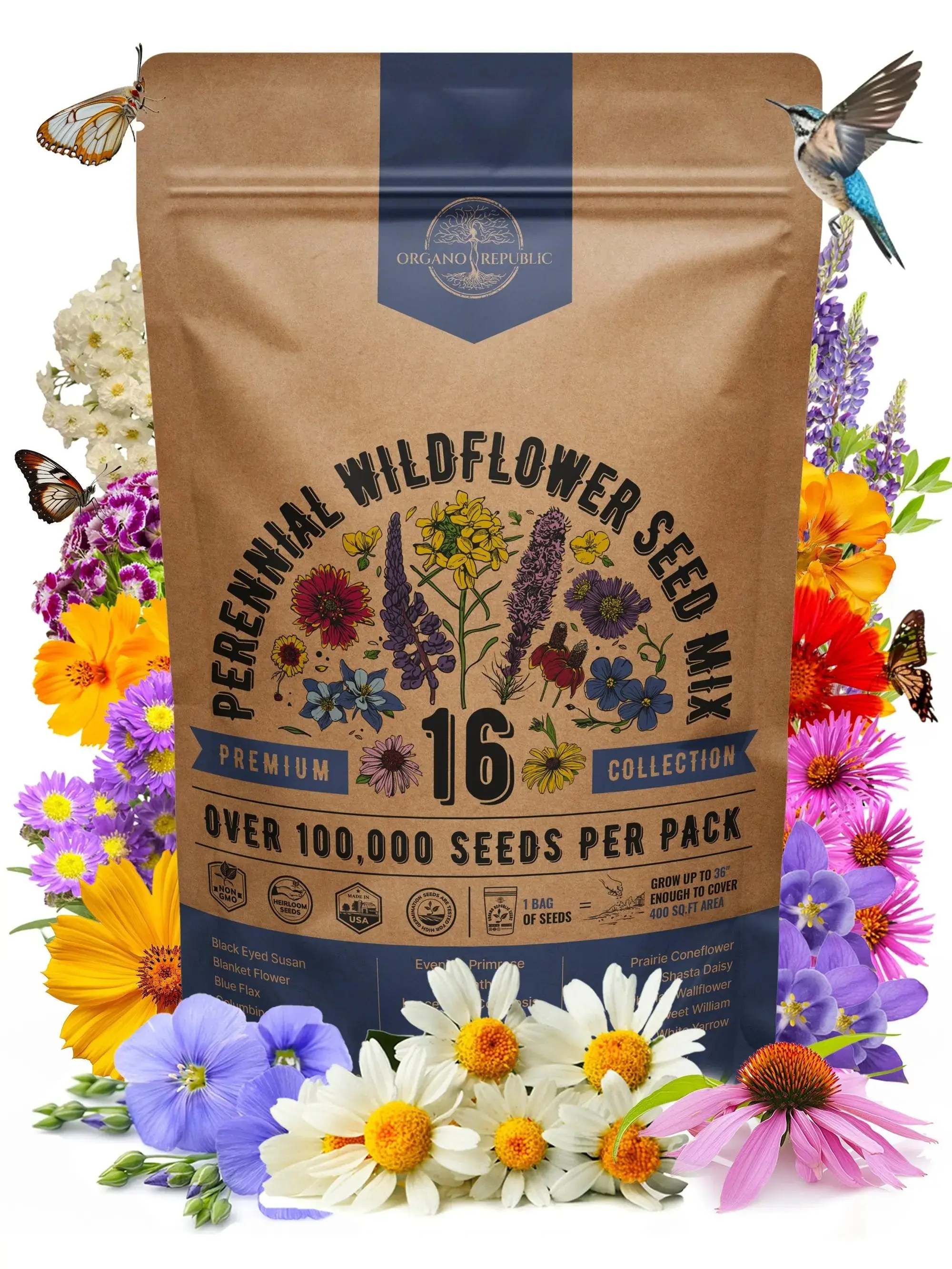 Perennial Wildflower Seeds Mix – Non-GMO Heirloom