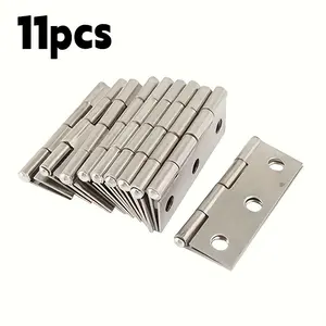 11-Piece Stainless Steel Door Hinges, Kitchen Cabinet Door Windows Wood Box Flat Hinges, Home Furniture Hardware Accessories, Flat Design