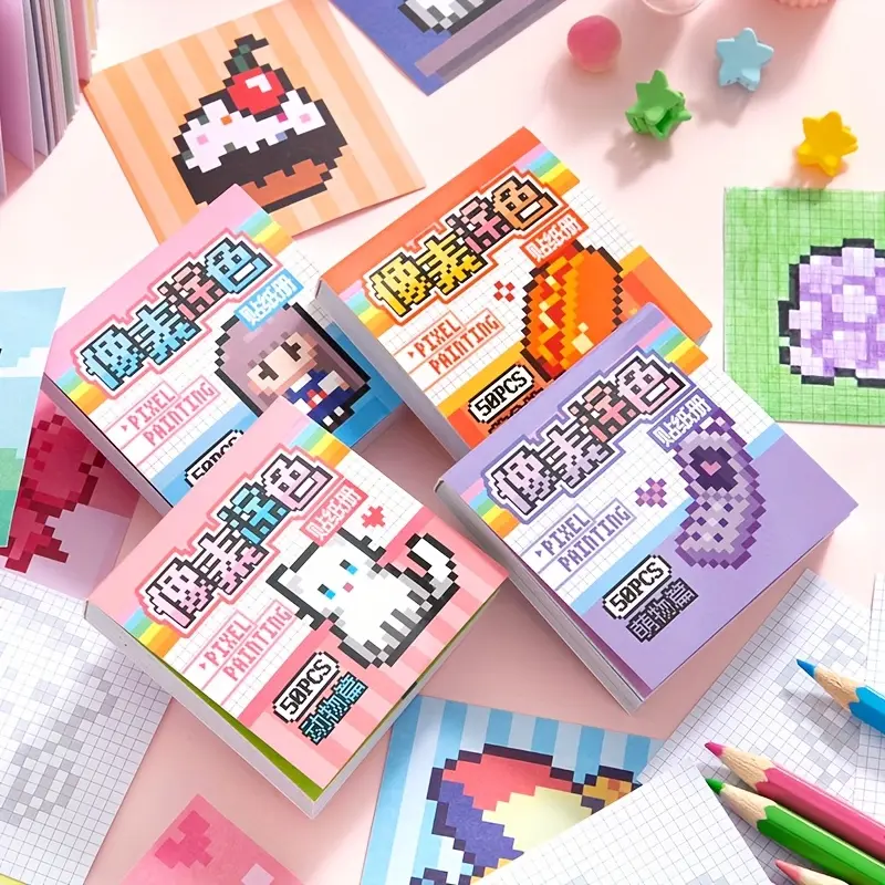 200pcs Pixel Coloring Sticker Book - Journal Decoration, Scrapbooking, DIY