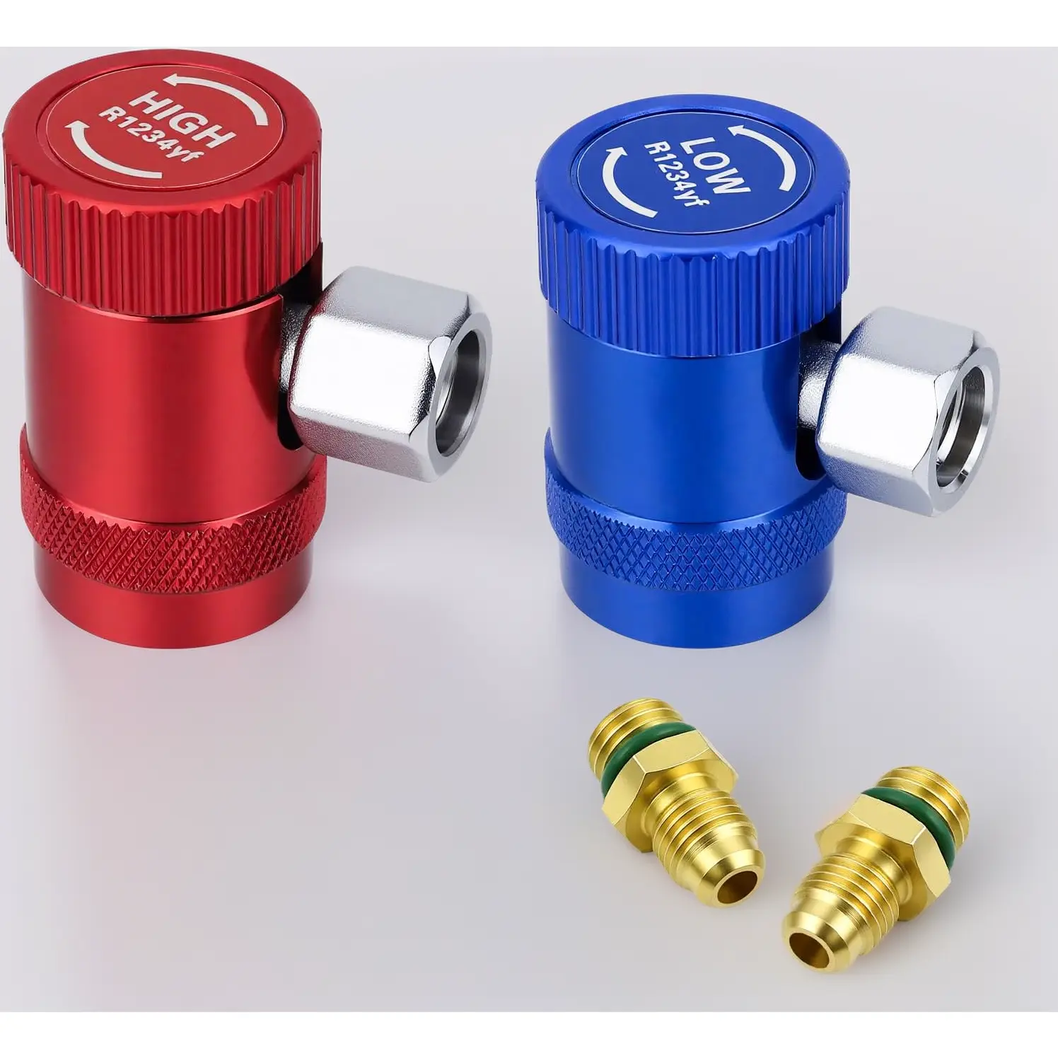 Quick Connect R1234yf Adapter Kit High Low Coupler for Air Conditioning Evacuation Recharging AC Hose Fitting Connectors Conditioning Line Repair Tools