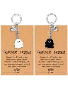 Best Friend Birthday Gifts for Women Funny Cute Ghost Keychain Bestie Gifts Long Distance Stuff for 2 with Card