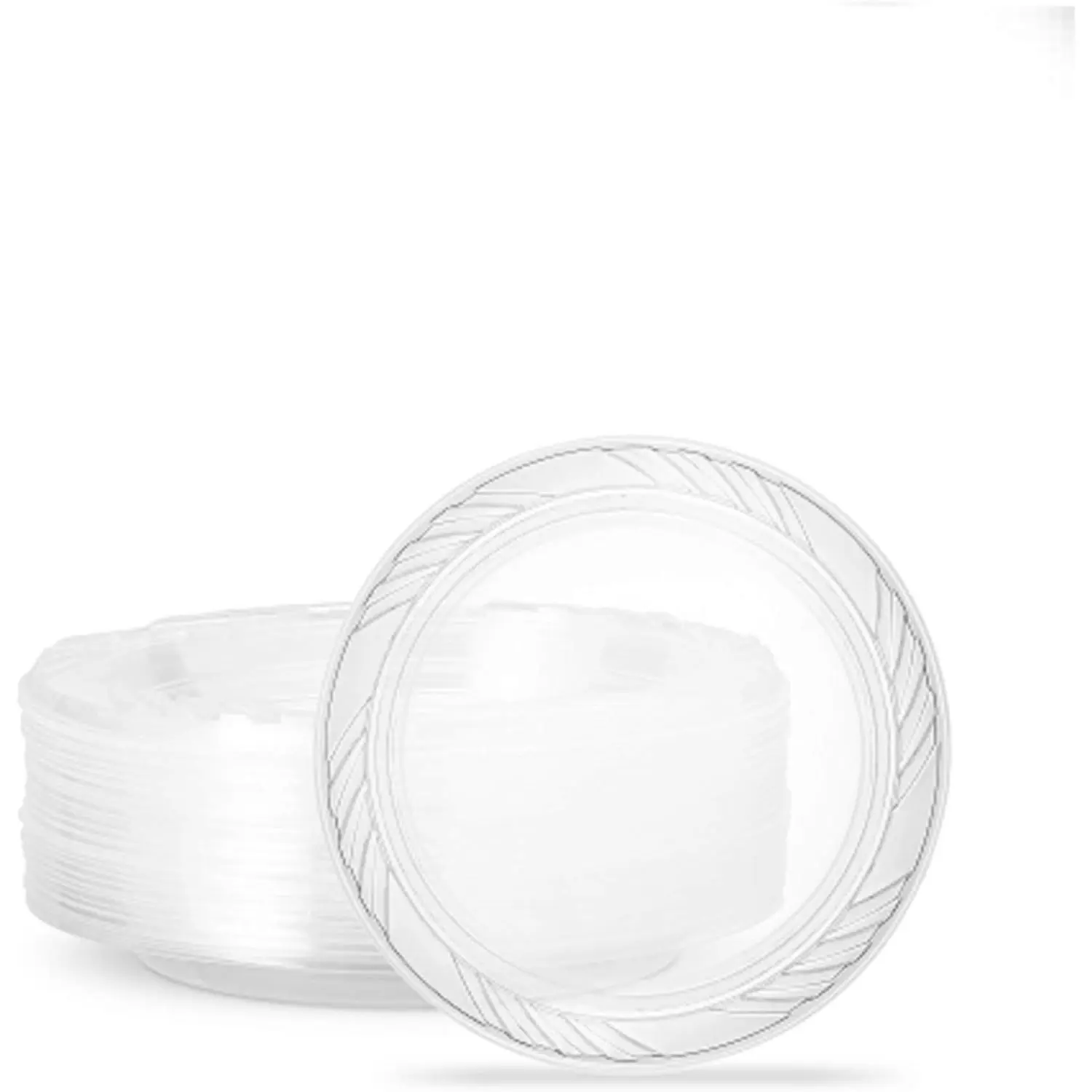 6'' inch Premium Crystal Clear Disposable Plastic Dessert Size Party Plate Pack of 40