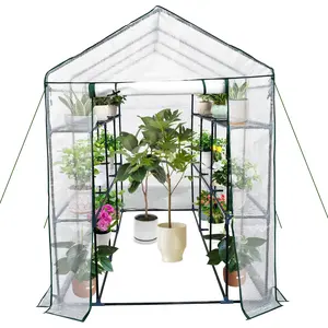 GAOMON 56" x 85" x 76"Greenhouses for Outdoors, Greenhouse Kit with Roll-Up Zippered Door Anchors and Ropes, Walk in 3-Tier 6 Shelves for Outside, Garden, Yard, White