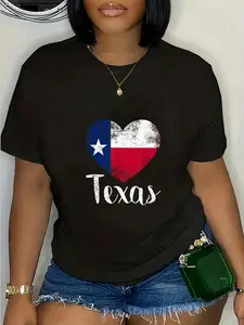 100% Cotton Texas United States Vintage State Flag In Heart T T-Shirt