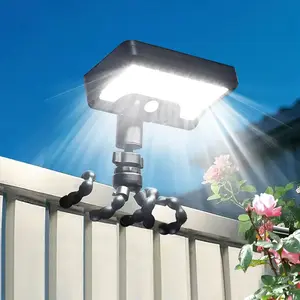 Motion Sensor Outdoor Lights with Flexible Octopus Tripod - 600LM Solar Sercurity Lights Waterproof, Dual Charging Solar Ourdoor Light for Camping,Fence, Patio