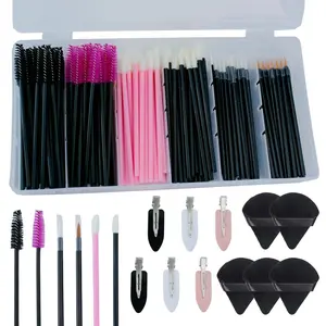 Summer Spring Gift  201pcs Disposable Makeup Applicators Kit with 80 Mascara wands 80 Disposable Lip Applicators 30 Eyelash liner Brushes 5 Triangle Makeup Puffs and 6 Bobby Pins for Makeup Artist Supplies